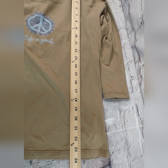 Life is Good Olive " Peace Graphic" Quarter Sleeve M - Picture 7 of 13